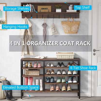 Ensemble de porte-manteaux et bancs à chaussures pour entrée, porte-manteaux et porte-chaussures industriel