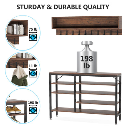 Ensemble de porte-manteaux et bancs à chaussures pour entrée, porte-manteaux et porte-chaussures industriel