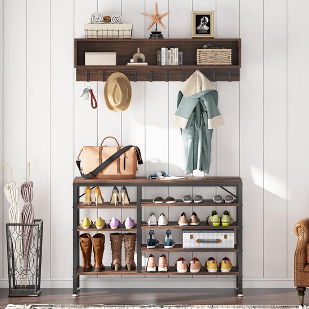 Ensemble de porte-manteaux et bancs à chaussures pour entrée, porte-manteaux et porte-chaussures industriel
