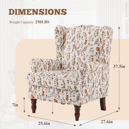 Fauteuil d'appoint moderne Erommy, fauteuil à dossier haut, canapé simple en tissu rembourré avec pieds en bois pour salon