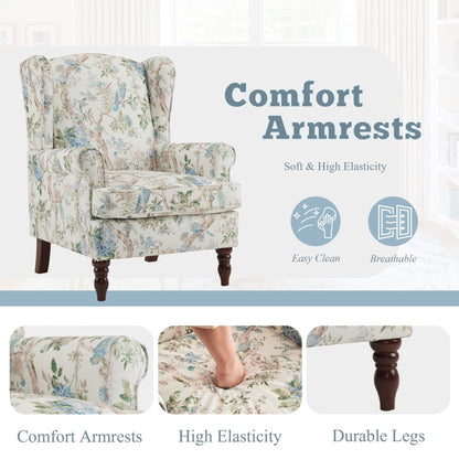 Fauteuil d'appoint moderne Erommy, fauteuil à dossier haut, canapé simple en tissu rembourré avec pieds en bois pour salon