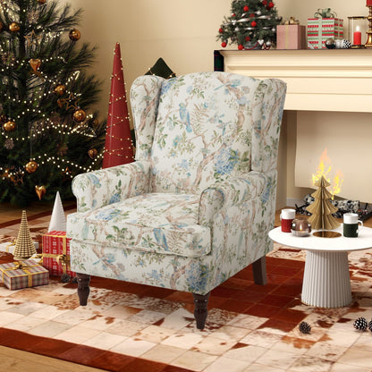 Fauteuil d'appoint moderne Erommy, fauteuil à dossier haut, canapé simple en tissu rembourré avec pieds en bois pour salon