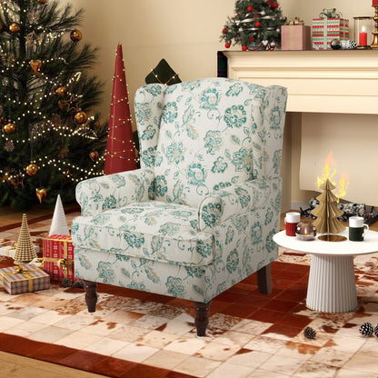 Fauteuil d'appoint moderne Erommy, fauteuil à dossier haut, canapé simple en tissu rembourré avec pieds en bois pour salon