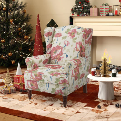 Fauteuil d'appoint moderne Erommy, fauteuil à dossier haut, canapé simple en tissu rembourré avec pieds en bois pour salon