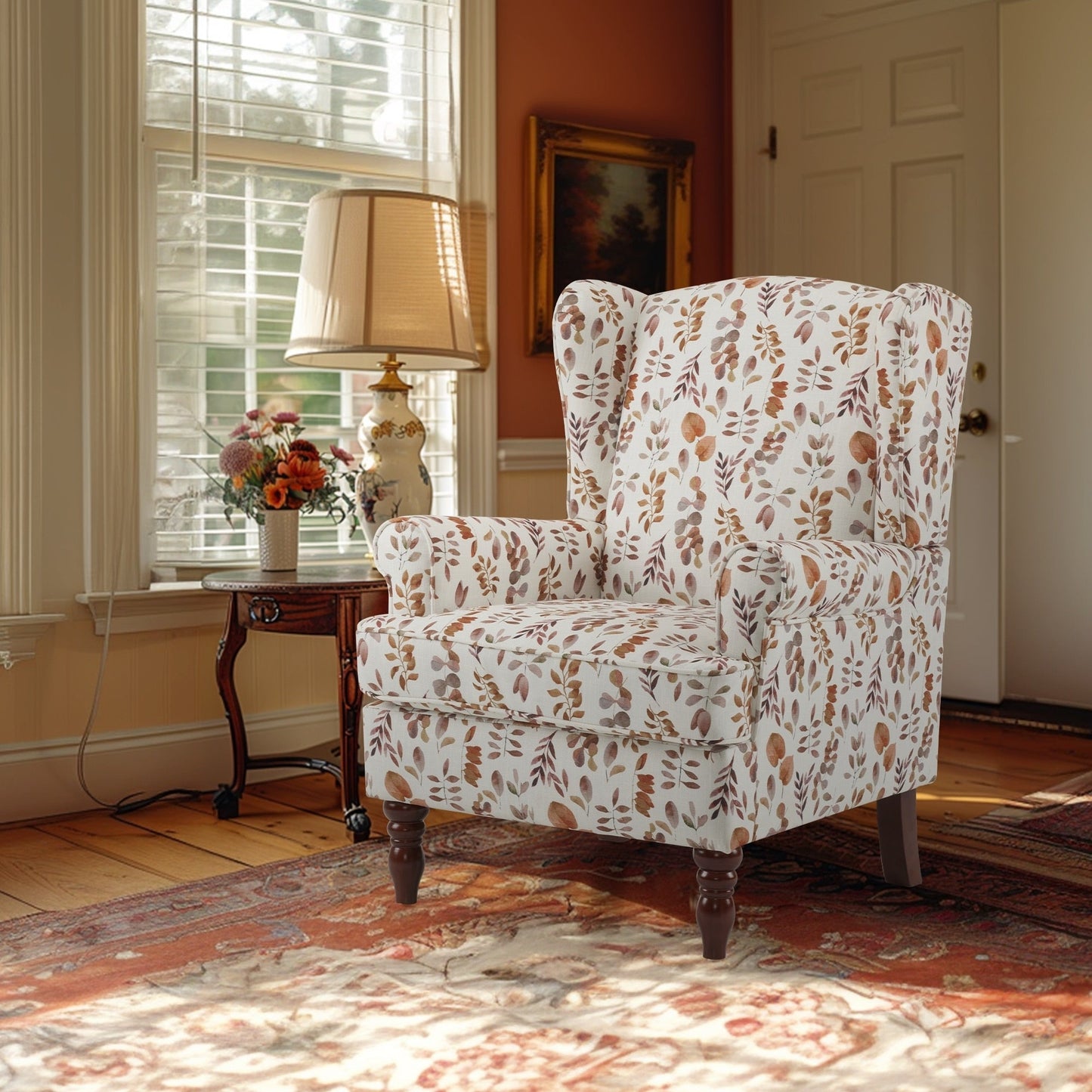 Fauteuil d'appoint moderne Erommy, fauteuil à dossier haut, canapé simple en tissu rembourré avec pieds en bois pour salon