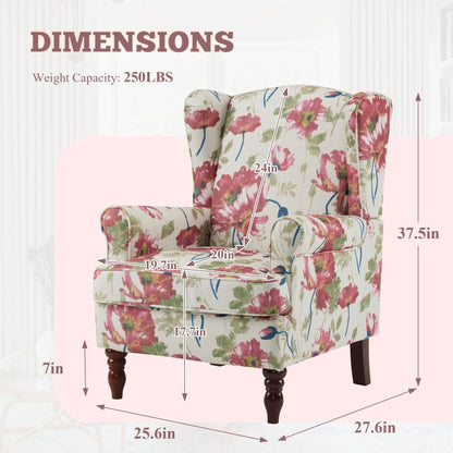 Fauteuil d'appoint moderne Erommy, fauteuil à dossier haut, canapé simple en tissu rembourré avec pieds en bois pour salon