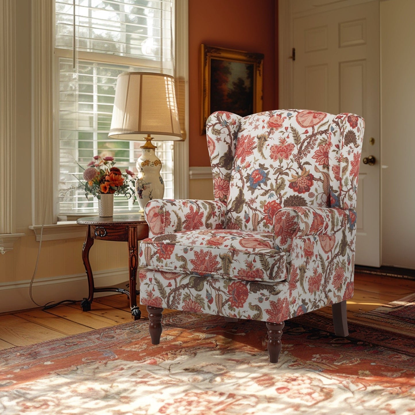 Fauteuil d'appoint moderne Erommy, fauteuil à dossier haut, canapé simple en tissu rembourré avec pieds en bois pour salon