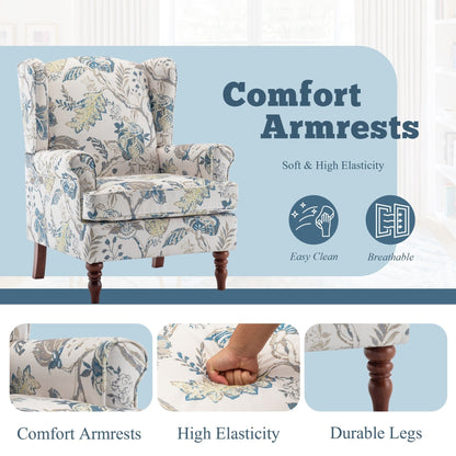 Fauteuil d'appoint moderne Erommy, fauteuil à dossier haut, canapé simple en tissu rembourré avec pieds en bois pour salon