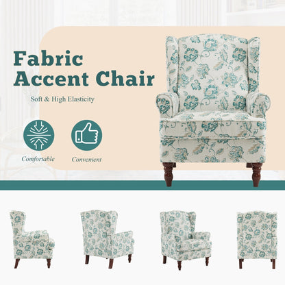 Fauteuil d'appoint moderne Erommy, fauteuil à dossier haut, canapé simple en tissu rembourré avec pieds en bois pour salon