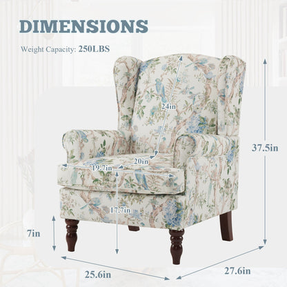 Fauteuil d'appoint moderne Erommy, fauteuil à dossier haut, canapé simple en tissu rembourré avec pieds en bois pour salon