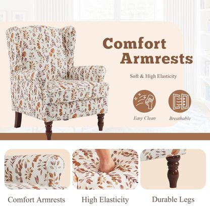 Fauteuil d'appoint moderne Erommy, fauteuil à dossier haut, canapé simple en tissu rembourré avec pieds en bois pour salon