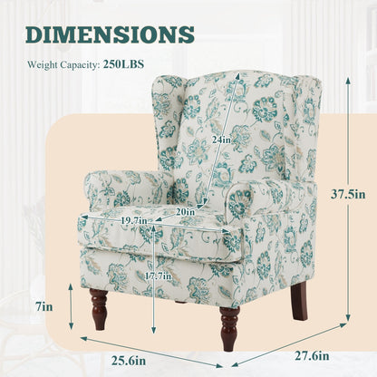 Fauteuil d'appoint moderne Erommy, fauteuil à dossier haut, canapé simple en tissu rembourré avec pieds en bois pour salon