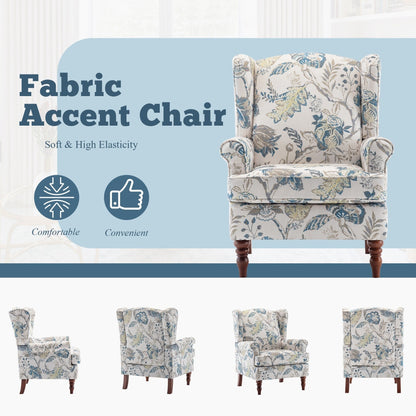 Fauteuil d'appoint moderne Erommy, fauteuil à dossier haut, canapé simple en tissu rembourré avec pieds en bois pour salon