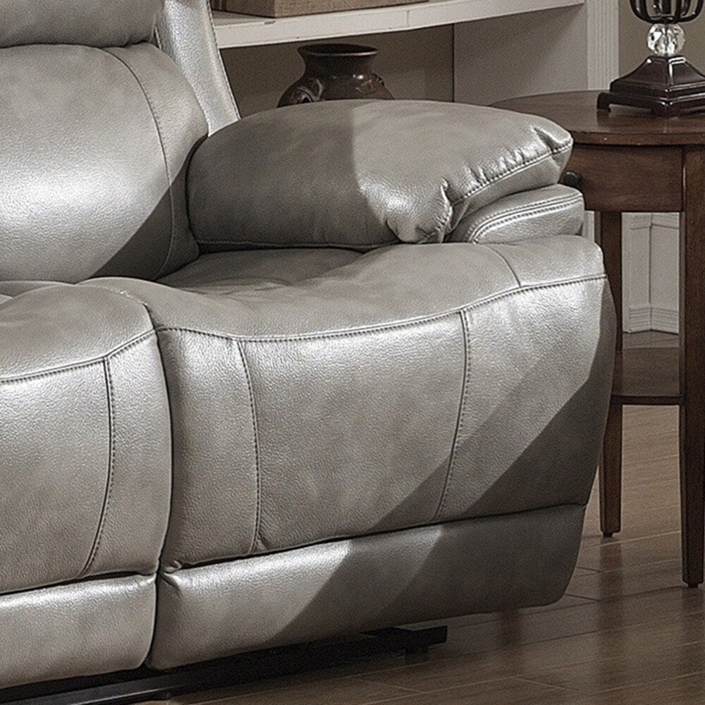 Canapé inclinable électrique contemporain en cuir italien gris Estella