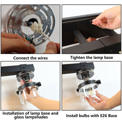 Applique murale de salle de bain ExBrite Farmhouse à 3 lumières, en fer noir, à intensité variable