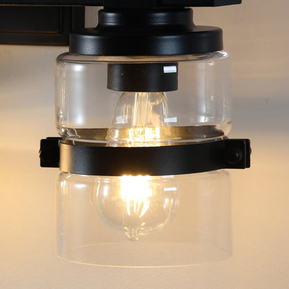 Applique murale de salle de bain ExBrite Farmhouse à 3 lumières, en fer noir, à intensité variable