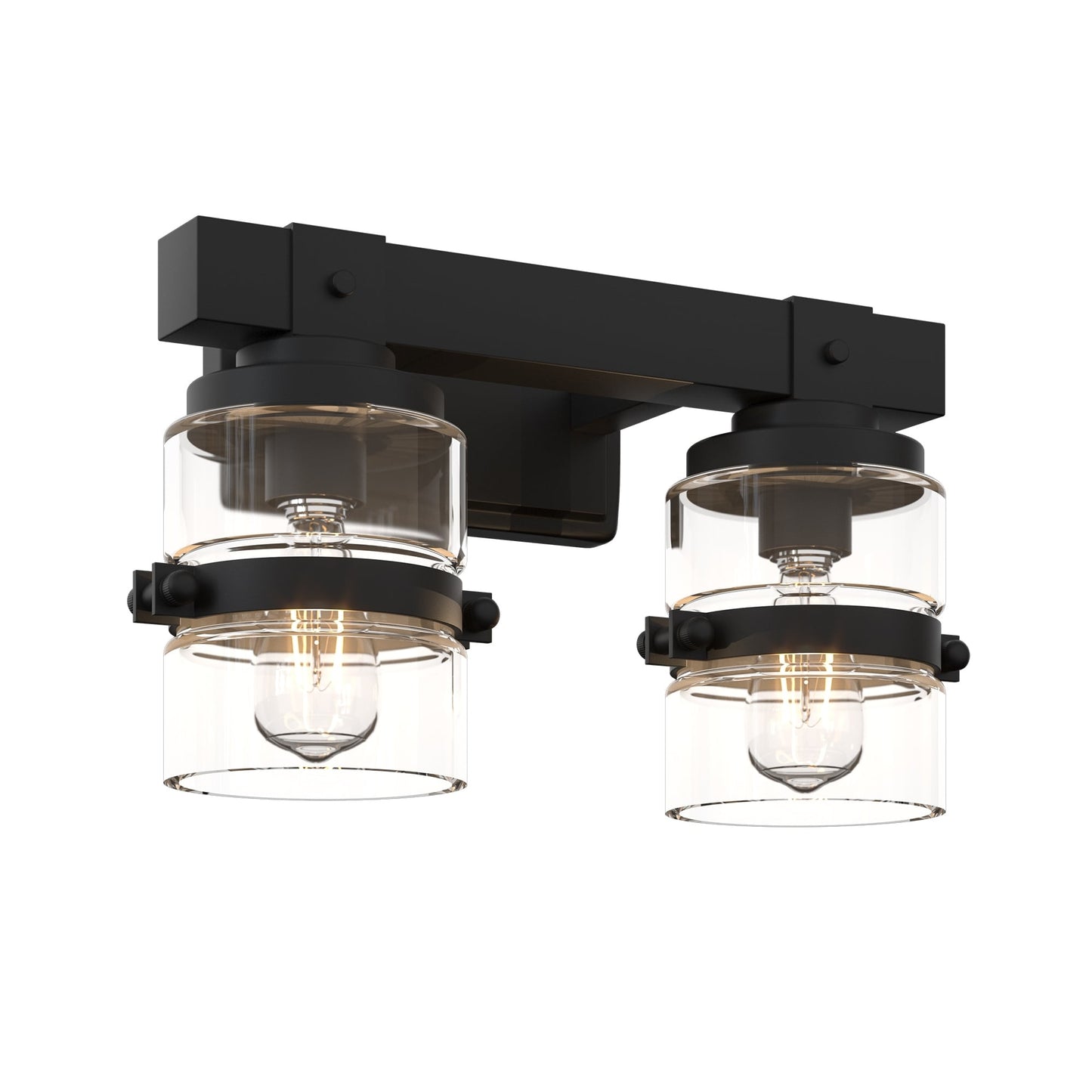 Applique murale de salle de bain ExBrite Farmhouse à 3 lumières, en fer noir, à intensité variable