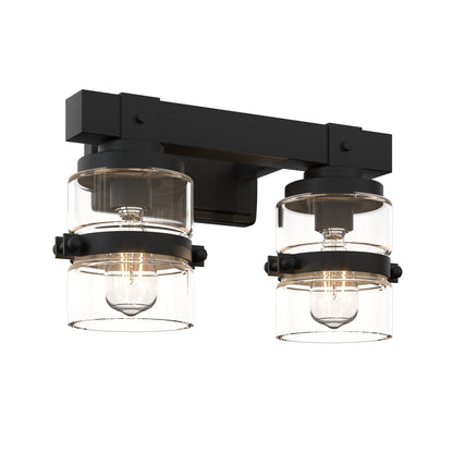 Applique murale de salle de bain ExBrite Farmhouse à 3 lumières, en fer noir, à intensité variable