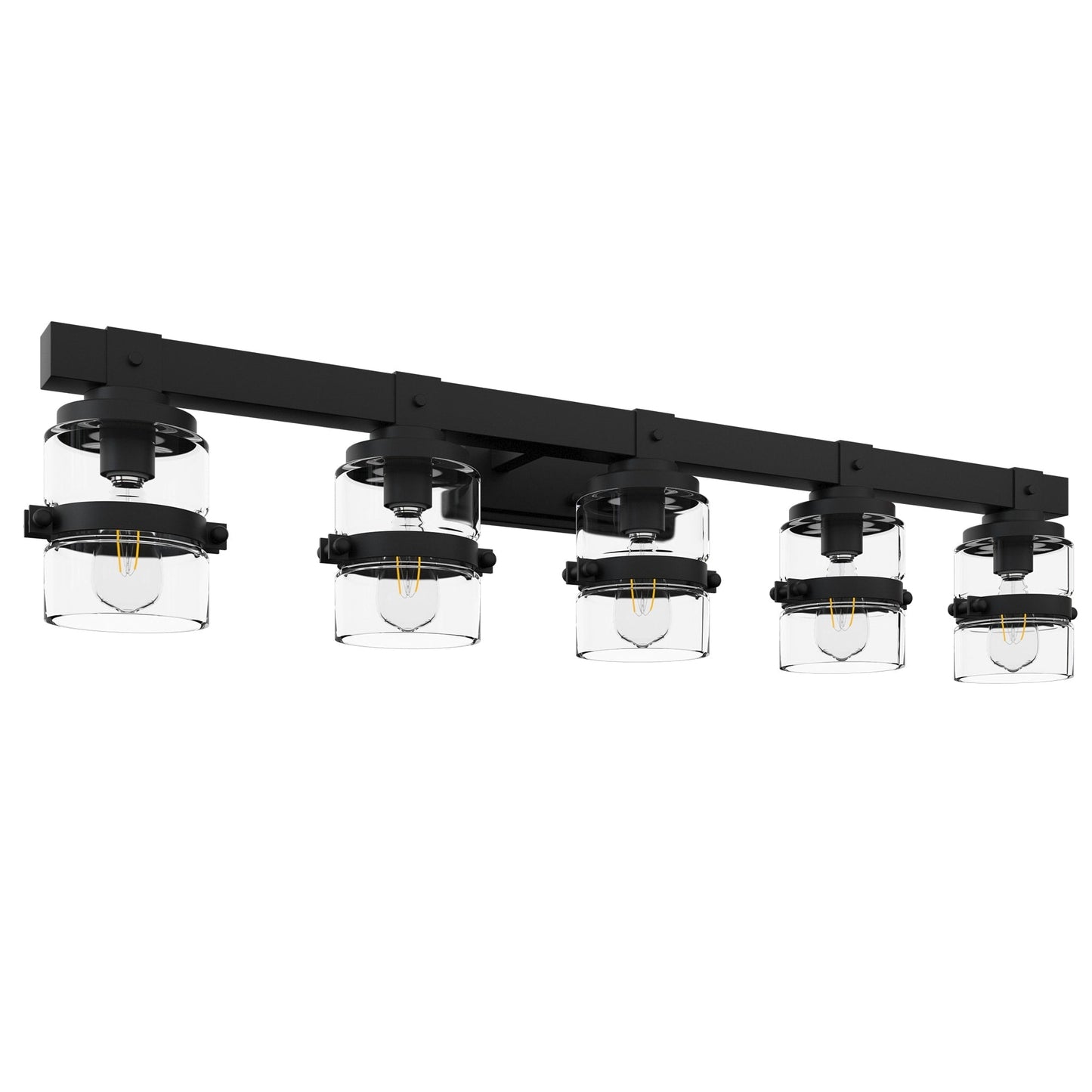 Applique murale de salle de bain ExBrite Farmhouse à 3 lumières, en fer noir, à intensité variable