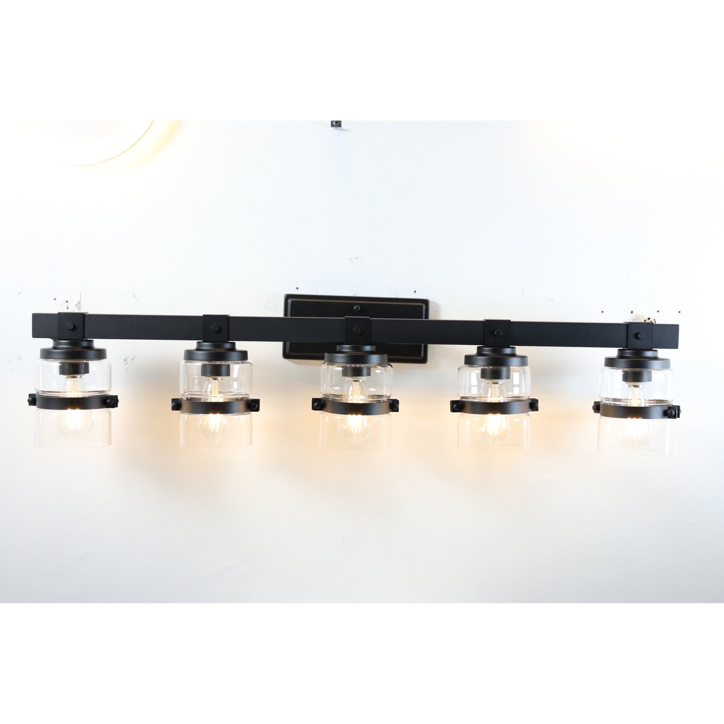 Applique murale de salle de bain ExBrite Farmhouse à 3 lumières, en fer noir, à intensité variable