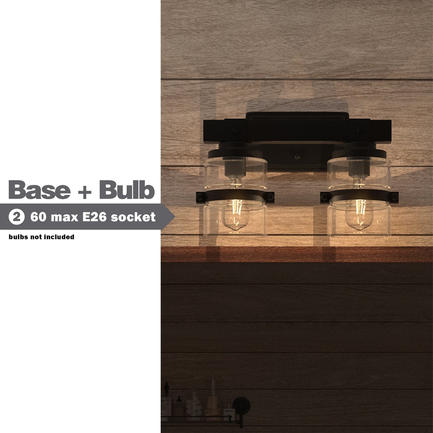 Applique murale de salle de bain ExBrite Farmhouse à 3 lumières, en fer noir, à intensité variable