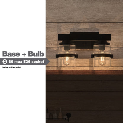 Applique murale de salle de bain ExBrite Farmhouse à 3 lumières, en fer noir, à intensité variable