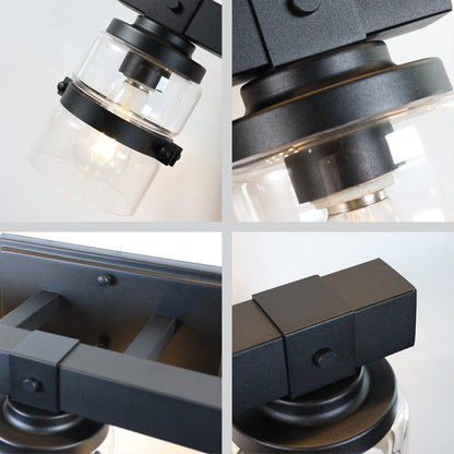 Applique murale de salle de bain ExBrite Farmhouse à 3 lumières, en fer noir, à intensité variable