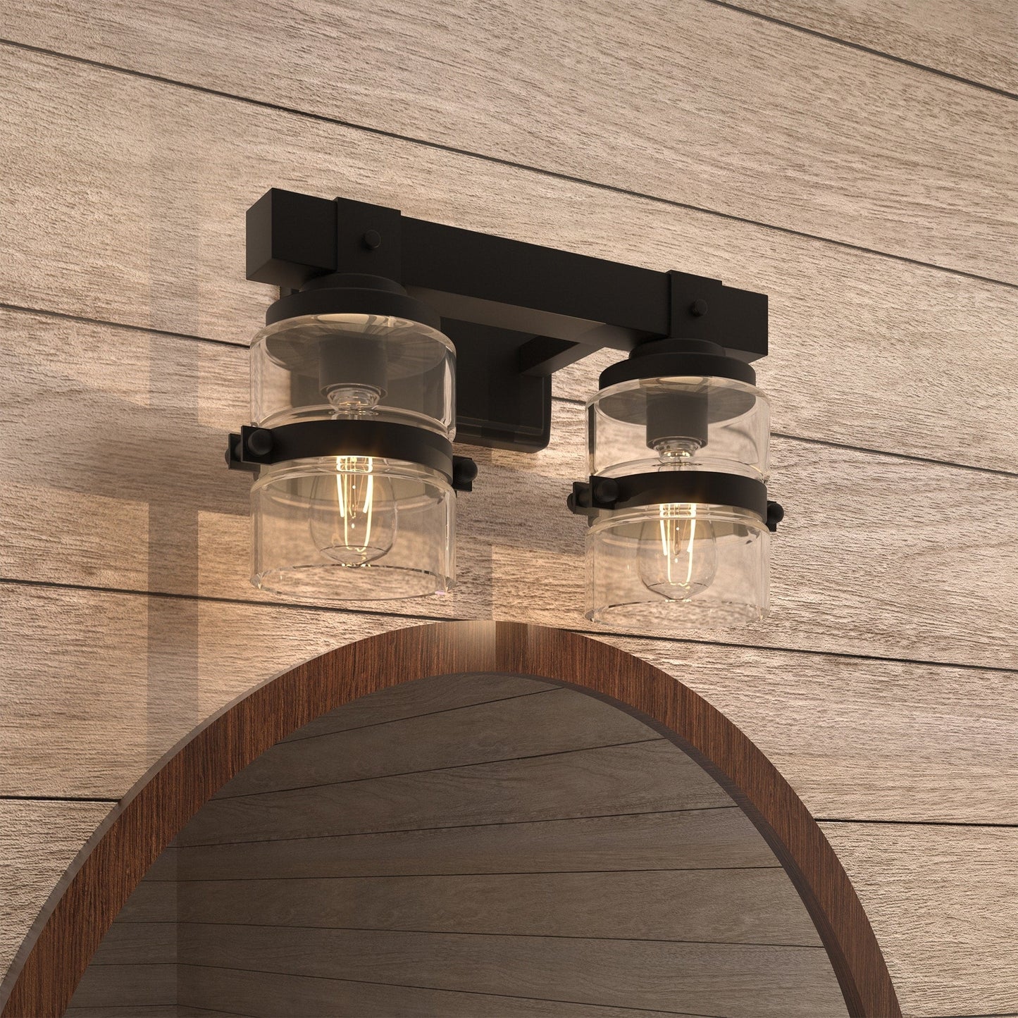 Applique murale de salle de bain ExBrite Farmhouse à 3 lumières, en fer noir, à intensité variable