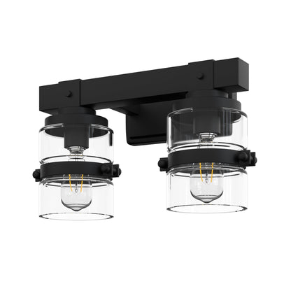 Applique murale de salle de bain ExBrite Farmhouse à 3 lumières, en fer noir, à intensité variable