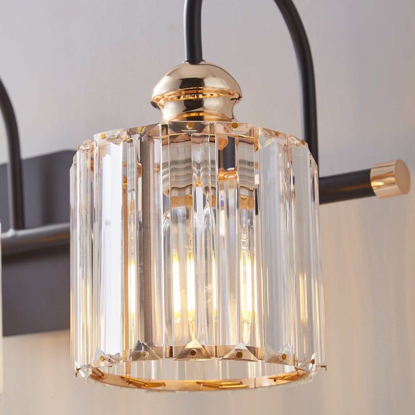 Appliques murales modernes ExBrite en cristal doré rose à 1, 2, 3, 4 ou 5 lumières pour salle de bain, à intensité variable