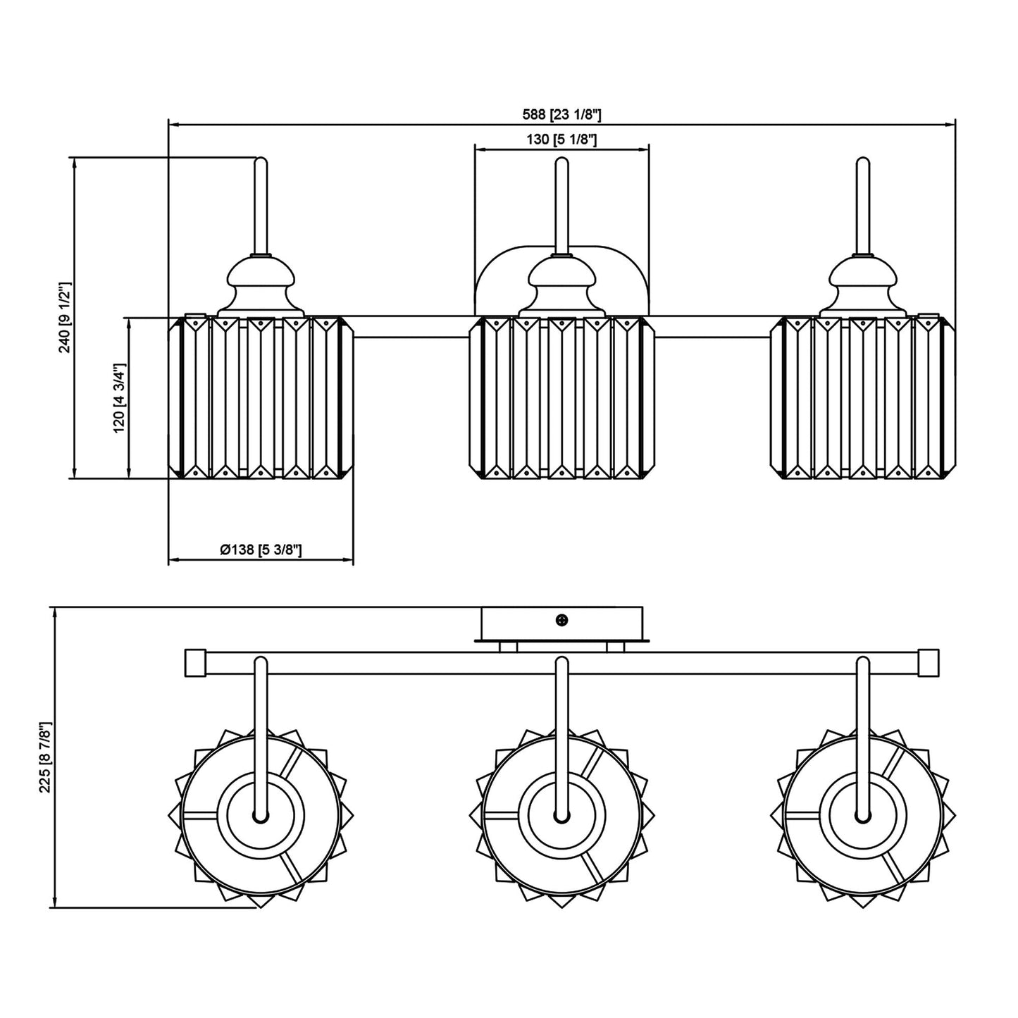 Appliques murales modernes ExBrite en cristal doré rose à 1, 2, 3, 4 ou 5 lumières pour salle de bain, à intensité variable