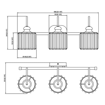 Appliques murales modernes ExBrite en cristal doré rose à 1, 2, 3, 4 ou 5 lumières pour salle de bain, à intensité variable