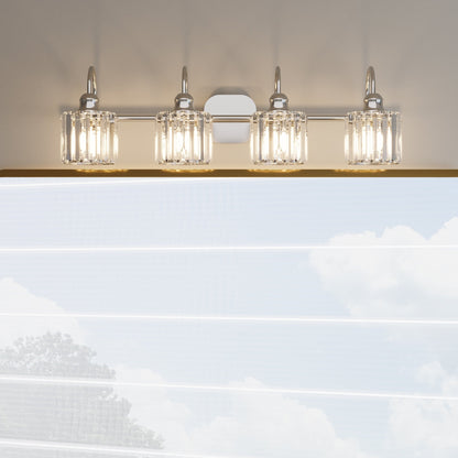 Appliques murales modernes ExBrite en cristal doré rose à 1, 2, 3, 4 ou 5 lumières pour salle de bain, à intensité variable