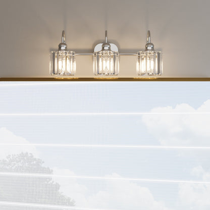 Appliques murales modernes ExBrite en cristal doré rose à 1, 2, 3, 4 ou 5 lumières pour salle de bain, à intensité variable