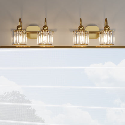 Appliques murales modernes ExBrite en cristal doré rose à 1, 2, 3, 4 ou 5 lumières pour salle de bain, à intensité variable