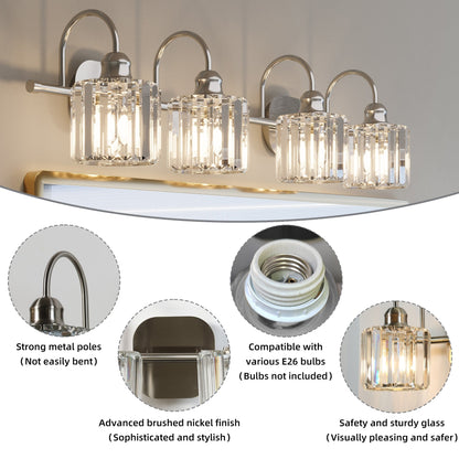 Appliques murales modernes ExBrite en cristal doré rose à 1, 2, 3, 4 ou 5 lumières pour salle de bain, à intensité variable