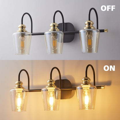 Appliques murales modernes ExBrite en cristal doré rose à 1, 2, 3, 4 ou 5 lumières pour salle de bain, à intensité variable