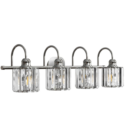 Appliques murales modernes ExBrite en cristal doré rose à 1, 2, 3, 4 ou 5 lumières pour salle de bain, à intensité variable