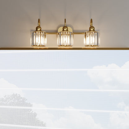 Appliques murales modernes ExBrite en cristal doré rose à 1, 2, 3, 4 ou 5 lumières pour salle de bain, à intensité variable