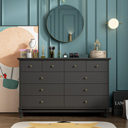 Commode double blanche à 10 tiroirs pour chambre à coucher, grand espace de rangement