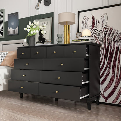 Commode double blanche à 10 tiroirs pour chambre à coucher, grand espace de rangement