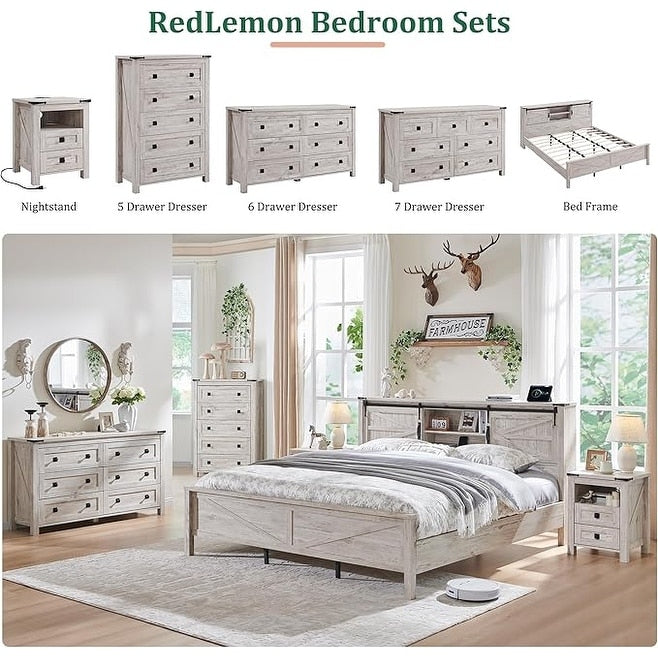 Commode haute en bois à 5 tiroirs de style ferme, idéale pour la chambre à coucher