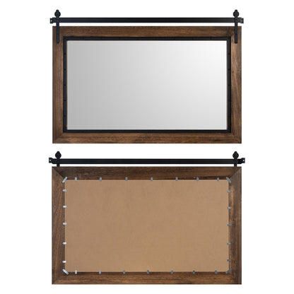 Miroir mural de salle de bain en bois naturel de style grange de ferme