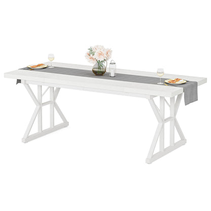 Table à manger de style ferme pour 6 personnes, table de cuisine rectangulaire en bois de 70,8 pouces