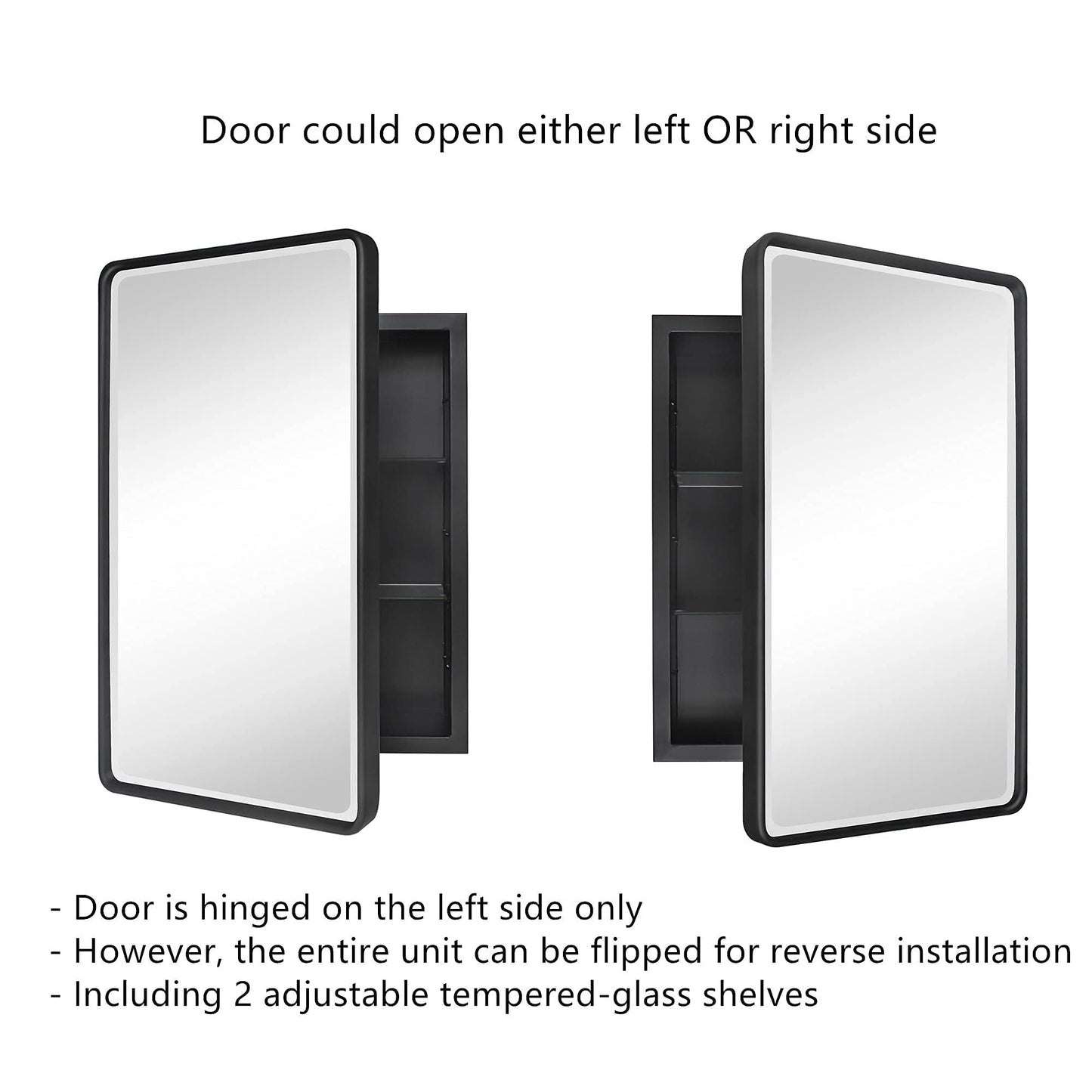 Armoires à pharmacie encastrées en métal avec miroir, style ferme, TEHOME