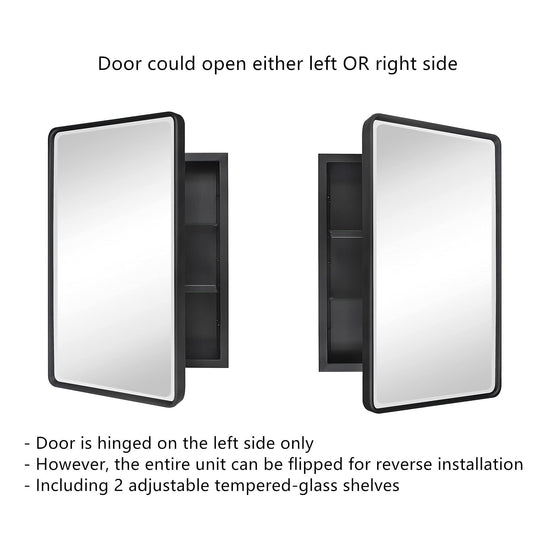 Armoires à pharmacie encastrées en métal avec miroir, style ferme, TEHOME