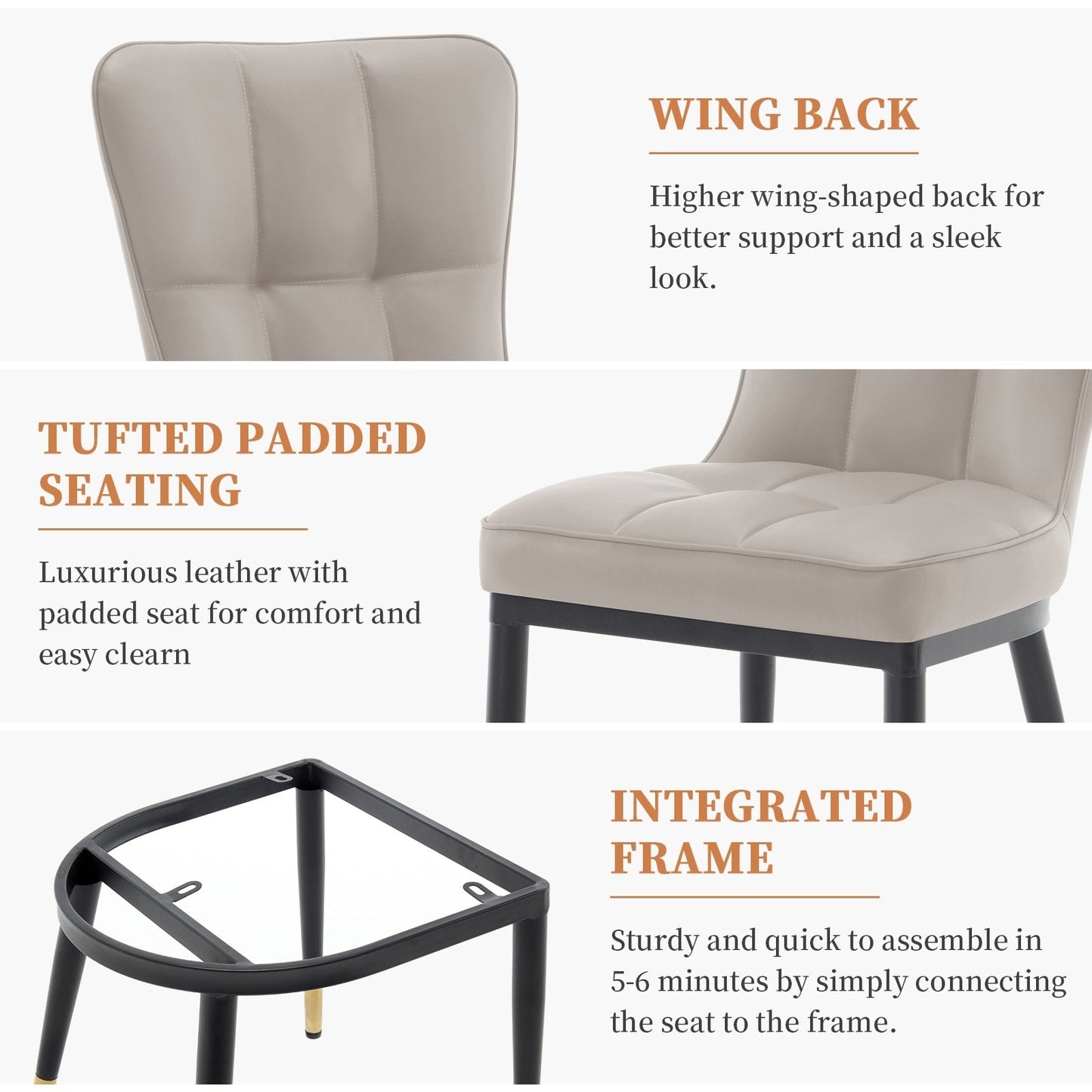 Lot de 2/4 chaises de salle à manger rembourrées en similicuir