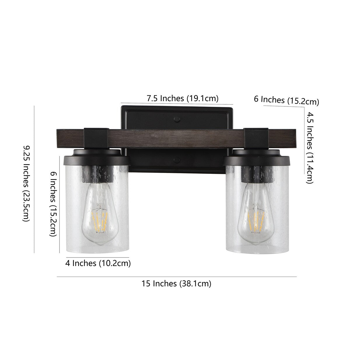 Applique murale rustique à LED en fer et verre grainé, par JONATHAN Y