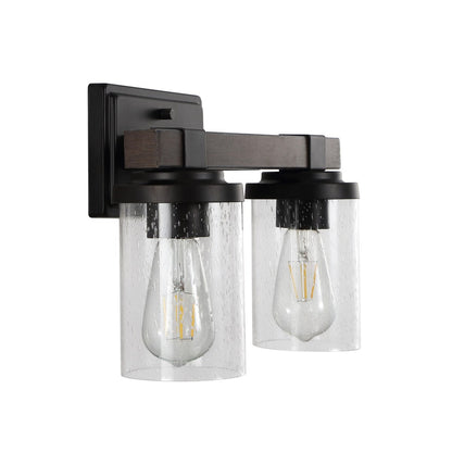 Applique murale rustique à LED en fer et verre grainé, par JONATHAN Y