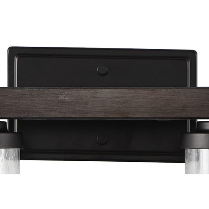 Applique murale rustique à LED en fer et verre grainé, par JONATHAN Y